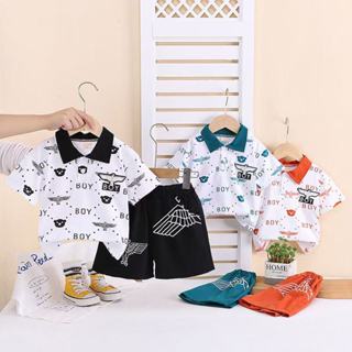 เซ็ตเสื้อยืดลาย BOY พร้อมกางเกง สีสันสดใส ใส่สบาย ดีไซน์ทันส…