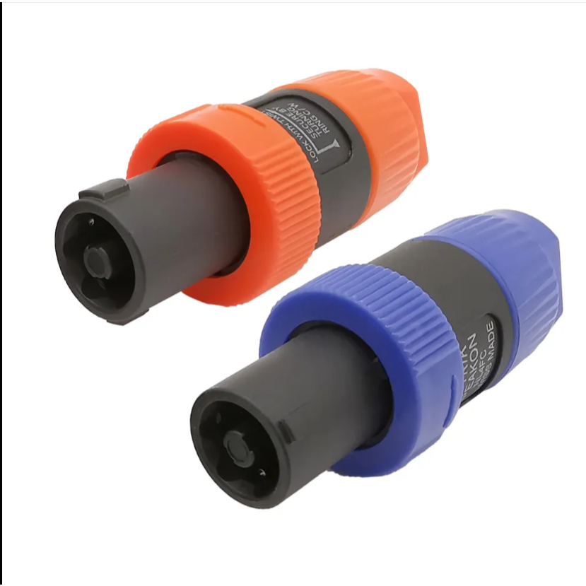 ขั้วต่อปลั๊กตัวผู้4ขา NL4FC สีส้มและสีฟ้า,ขั้วต่อลำโพงตัวเมียชุดลำโพง4ขั้วขั้วต่อเต้ารับ4ขาจำนวน2ชิ้น