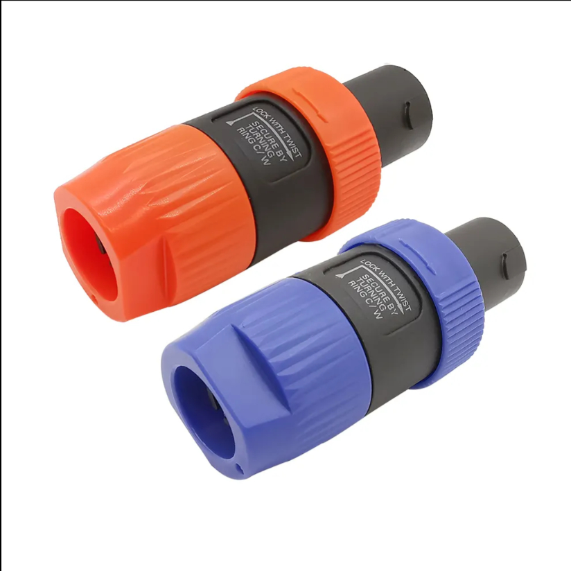 ขั้วต่อปลั๊กตัวผู้4ขา NL4FC สีส้มและสีฟ้า,ขั้วต่อลำโพงตัวเมียชุดลำโพง4ขั้วขั้วต่อเต้ารับ4ขาจำนวน2ชิ้น