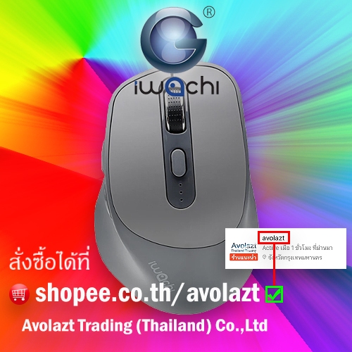 IWACHI i6 เมาส์ไร้สาย Ergonomic Mouse ใช้งานได้หลายอุปกรณ์ เสียงคลิกเงียบ ไร้เสียงรบกวน