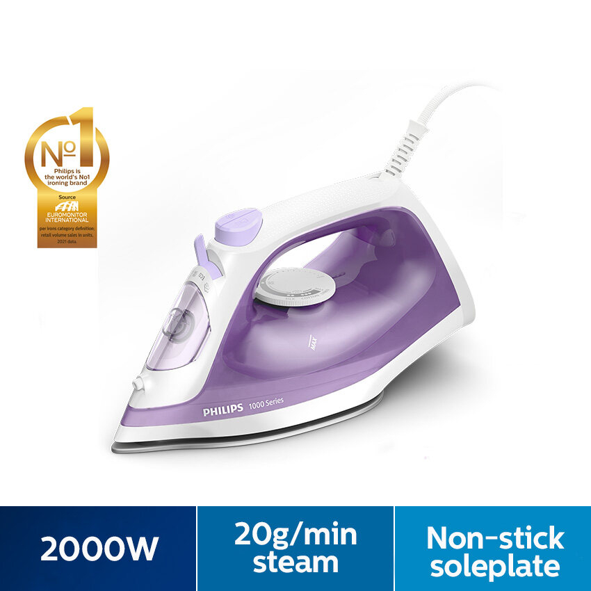 🔥🔥PHILIPS เตารีดไอน้ำ 2000วัตต์ 220มล.  รุ่น GC1741 สีเขียว / 250 มล. รุ่น DST1040/30 สีม่วง (รับประกันศูนย์2ปี)