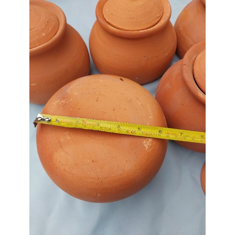 หม้อดินเผา หม้อดินเผาจิ้มจุ่ม พร้อมฝา ขนาดปากกว้าง 5 นิ้ว ก้นหม้อ 6นิ้ว - รูปที่ 3