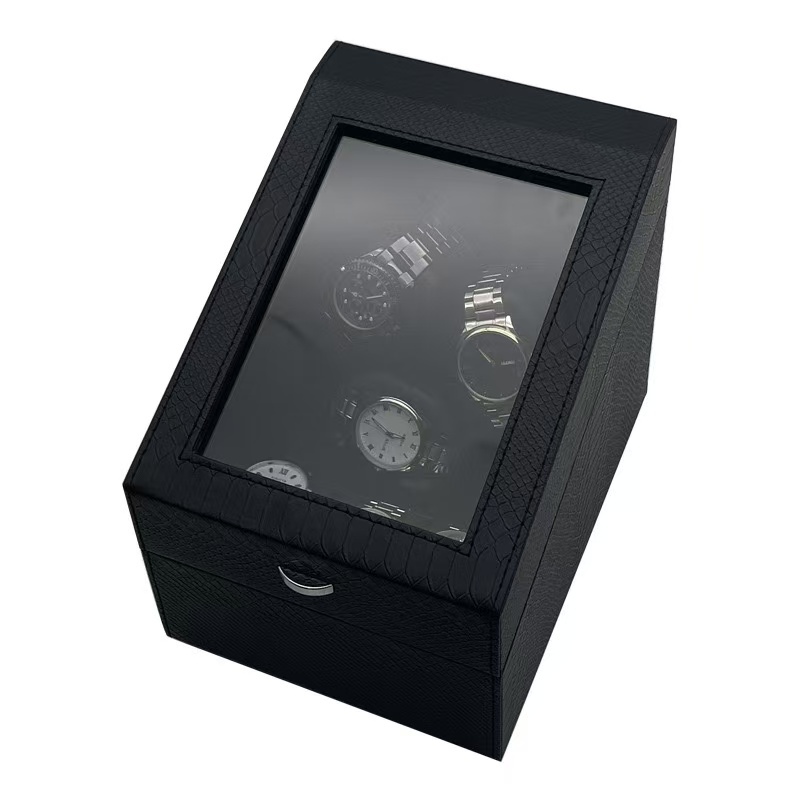 *พร้อมส่ง*กล่องหมุนนาฬิกา 3+3 เรือน(หนัง)Watch Winder กล่องนาฬิกา หยุดทันทีที่เปิดฝา เกียร์ 5 แสงโดยรอบ