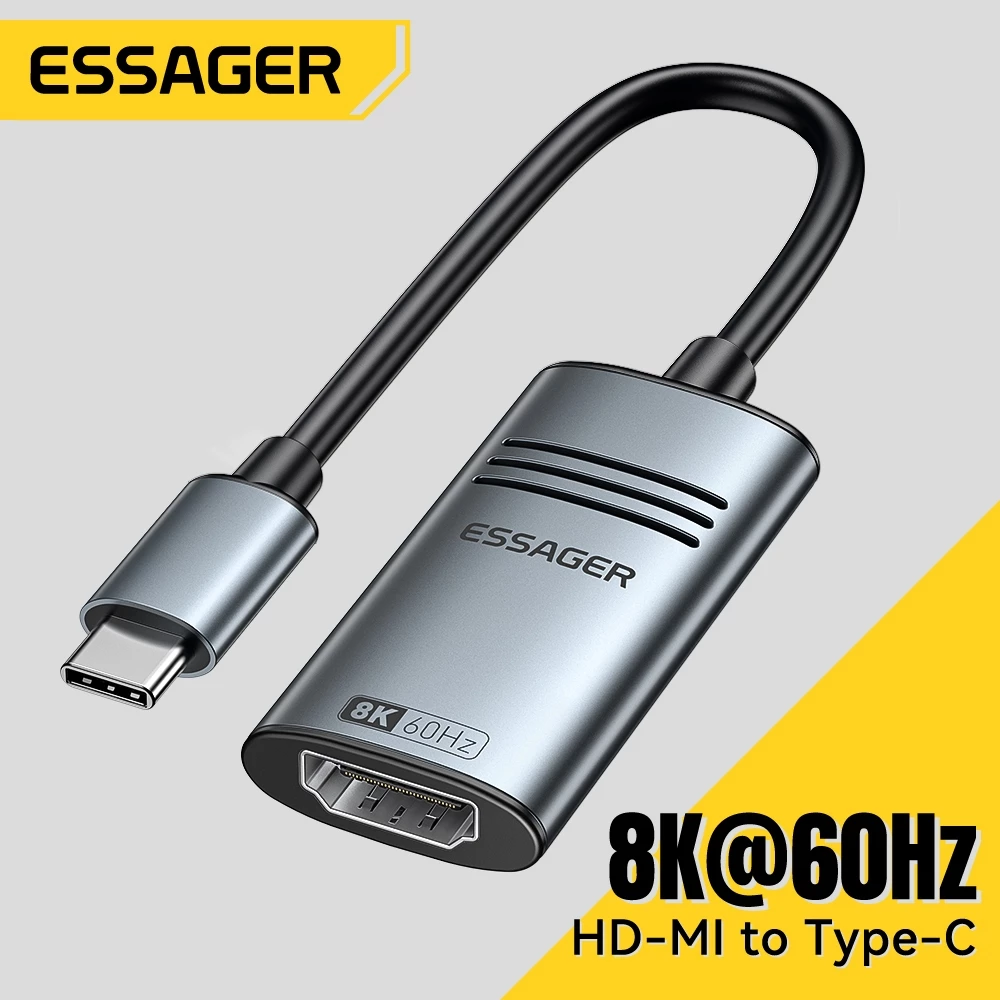 Essager HD-MI เป็น Type-C (8K@60Hz) อะแดปเตอร์ ใช้งานได้ในระดับสากล