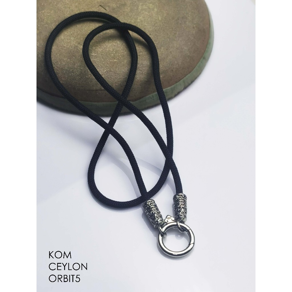KOM Ceylon whitebrass rope necklace with Orbit5 Spring สร้อยเชือก ไวท์บราส มีสปริงแบบกด