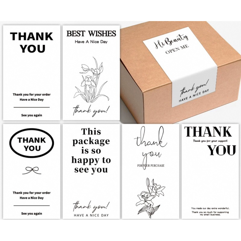 สติกเกอร์ ขอบคุณ Thank you 40-50 ดวง 5x8 cm.