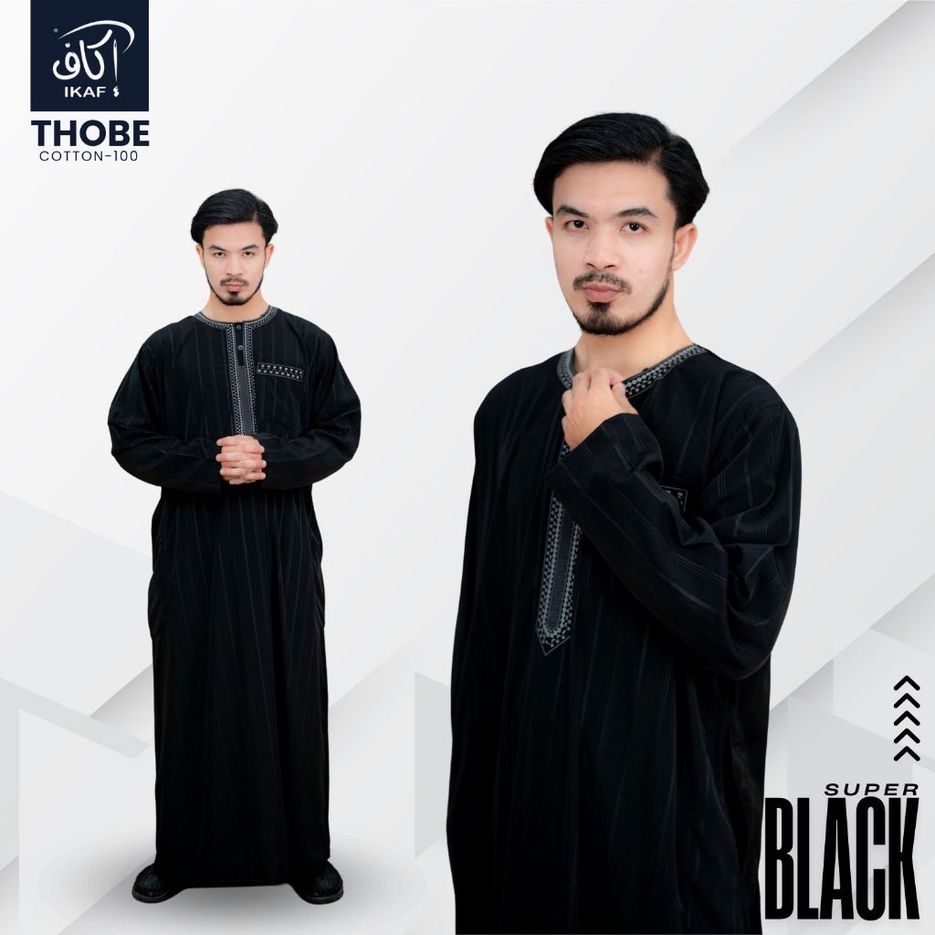 โต๊ปแขนยาวสีดำ แบรนด์ IKAF  ผ้าคอตตอน100 มีลายในตัวดูพรีเมี่ยม ใส่สบายทรงสวยมากๆ   AE88วาริสมุสลิม