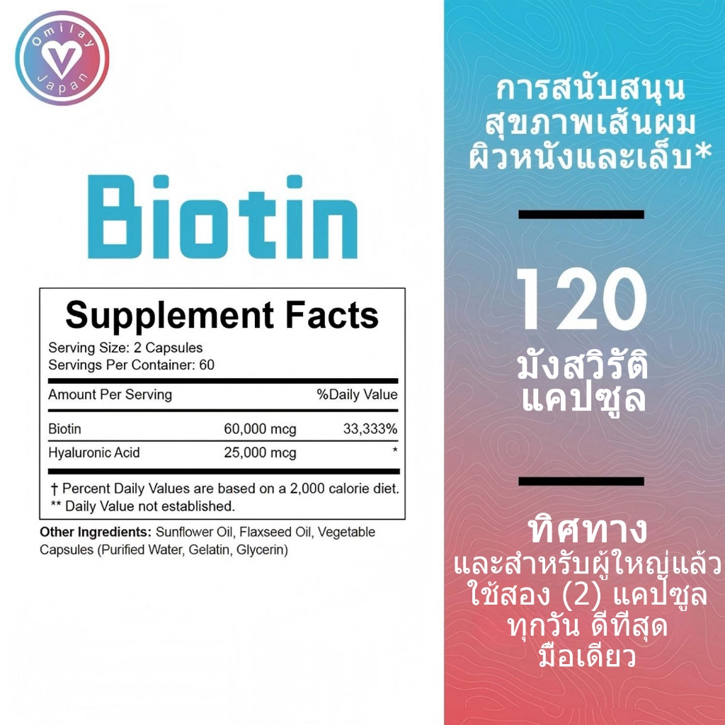 ISNIH Biotin Capsule ไบโอตินบำรุงผม อาหารเสริมไบโอตินพร้อมกรดไฮยาลูโรนิกเพื่อสุขภาพผมและเล็บ - รูปที่ 7