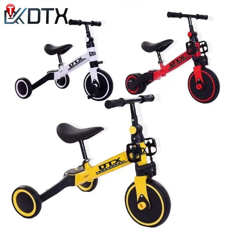 DTX จักรยานเด็ก3ล้อ 4in1 ขาปั่น + ขาไถ แนะนำ1.5-5 ปี ยาว65ซม. จักรยานเด็ก แปลงร่างได้4แบบ
