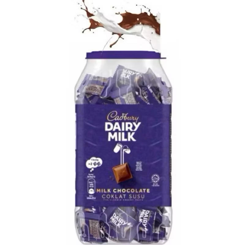 Cadbury Dairy Milk Chocolate กระปุกใหญ่ Net 382 g  มี 85 ชิ้น Made in Malaysia