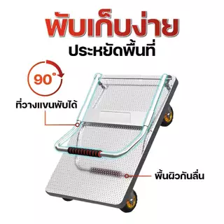 dospace รถเข็นพับได้ ขนาดใหญ่ รับน้ำหนัก 1000kg รถเข็นของ รถเข็นพับได้ มือจับฟองน้ำ ใช้งานสะดวก