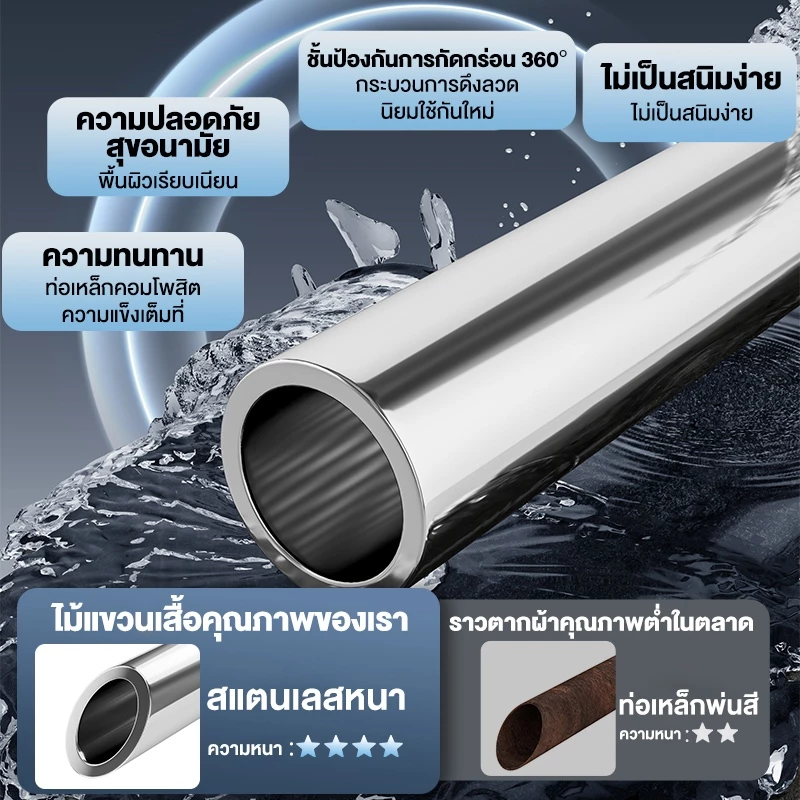 QUANU ราวตากผ้า Stainless304 2 แถว มีตะกร้า ล้อเลื่อน thumbnail 7