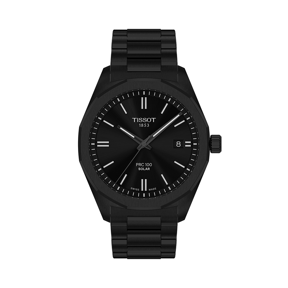 Tissot PRC 100 Solar Quartz 39 mm. ทิสโซต์ พีอาร์ซี 100 โซลาร์ ควอตซ์  สีดำ T1514223305100  นาฬิกาผู