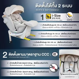 GLOWY i-Stella Carseat สำหรับเด็กที่มีส่วนสูง 40-150 cm. (ประมาณแรกเกิด – 12 ขวบ)
