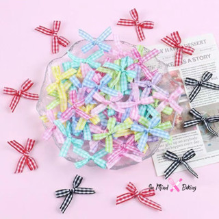 ริบบิ้น โบว์สำเร็จรูป ริบบิ้นลายสก็อต DIY ริบบิ้นติดกล่องของ…