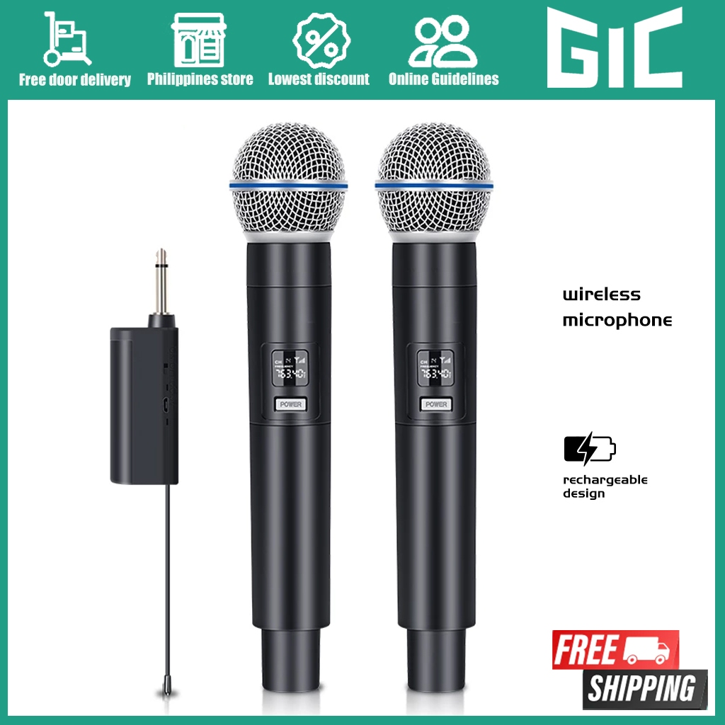 GIC-58ME ไมโครโฟนไร้สาย ไมโครโฟนไร้สายระดับมืออาชีพ Uhf คาราโอเกะมืออาชีพสําหรับ Videoke