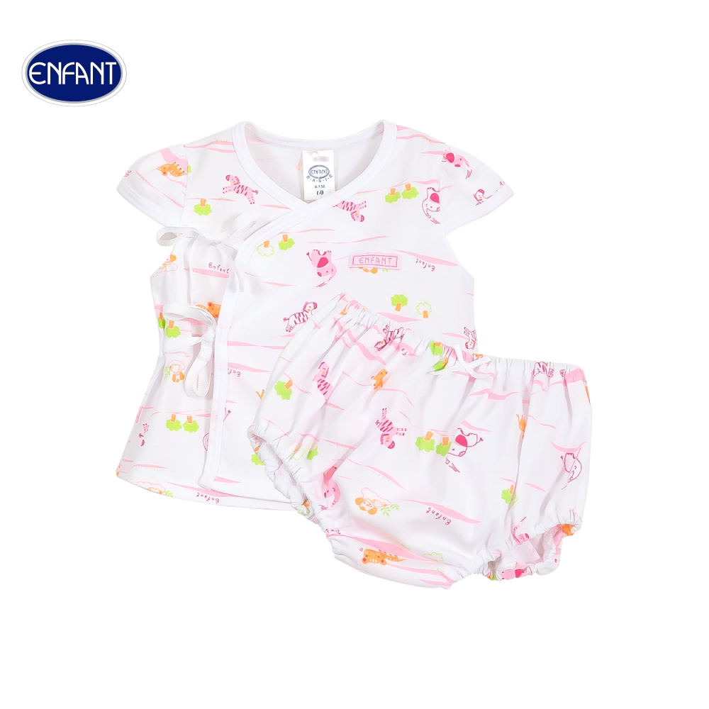 ENFANT (อองฟองต์) ชุดเสื้ออุ่นอก+กางเกงขาสั้น สำหรับเด็ก 3-6 เดือน คอลเล็กชั่น Safari Journey ผ้าคอต