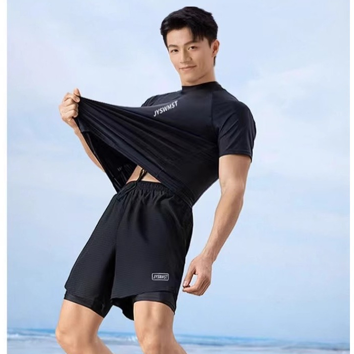 ‍HOT ‍ชุดว่ายน้ําผู้ชาย ทูพีช ชุดดำน้ำ กันUV ผ้า2ชั้น เป็นยางยืด สามารถใส่ดำน้ำได้ ราคา ถูกที่สุด ดีลบีเคเค แกลเลอรีภาพที่ 2