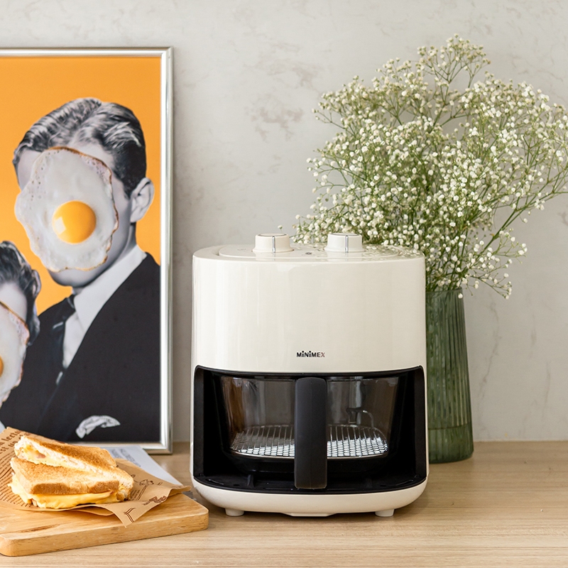(MiniMex) Air Fryer หม้อทอดไร้น้ำมัน มีให้เลือก 2 สี สีดำและสีครีม