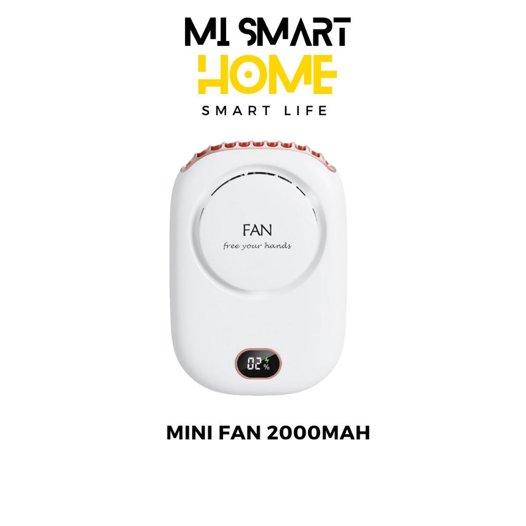 พัดลมพกพา FAN MINI คล้องคอ ปรับลมได้ 3ระดับ หน้าจอดิจิตอล แบต 2000mAh พัดลมคอชาร์จได้ ลมแรง พกพาง่าย