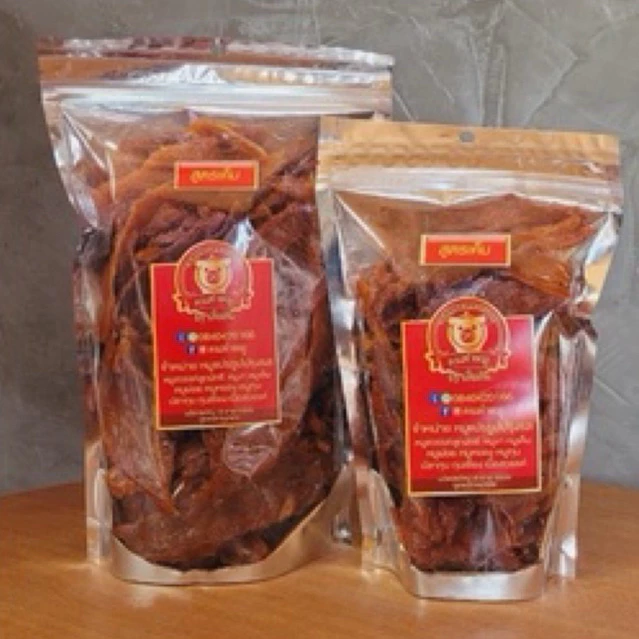 หมูเค็มแผ่นใหญ่ สูตรต้นตำรับ เนื้อนุ่ม รสกลมกล่อม เนื้อหมูคัดเกรด อาหารพร้อมทาน เก็บได้นาน