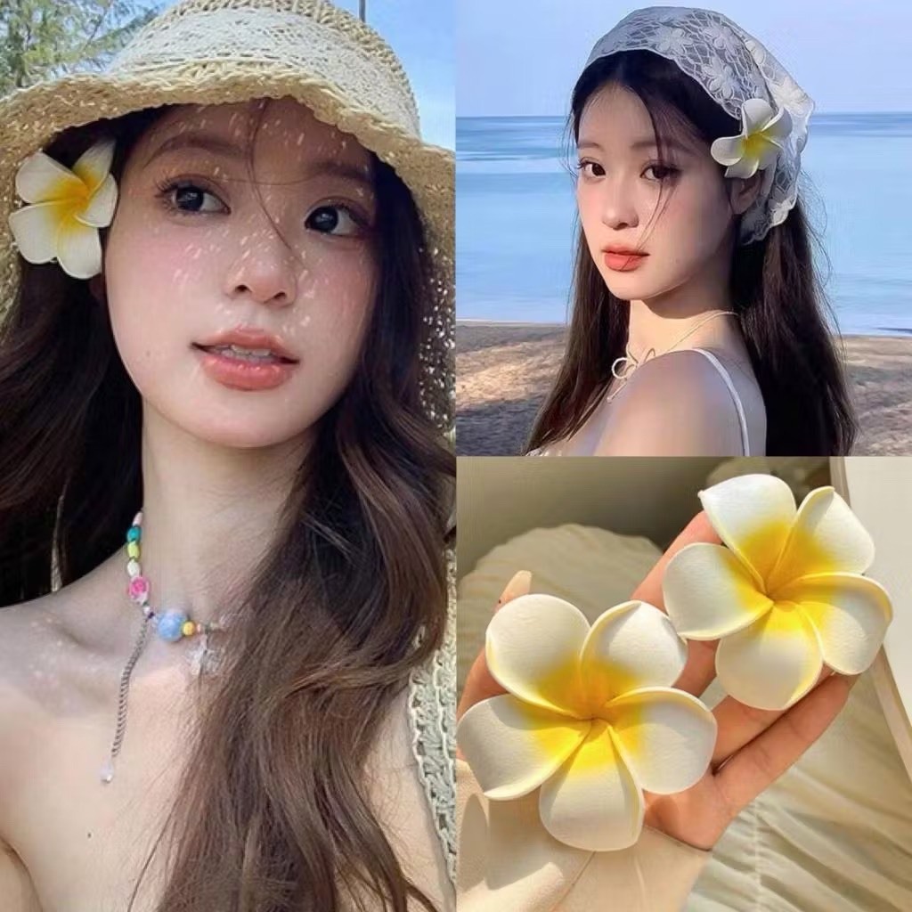 GIF🌼พร้อมส่งในไทย กิ๊ฟติดผม รูปดอกไม้น่ารัก ลีลาวดี สไตล์ฮาวาย กิ๊ฟติดรูปดอกไม้ไปทะเล 🌼