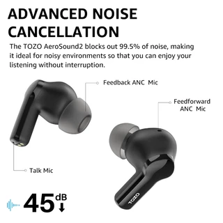 [ ประกันศูนย์ไทย 1 ปี ] Tozo Aerosound 2 หูฟังไร้สายตัดเสียงรบกวน ไมค์ชัด เบสหนักระดับพระกาฬ