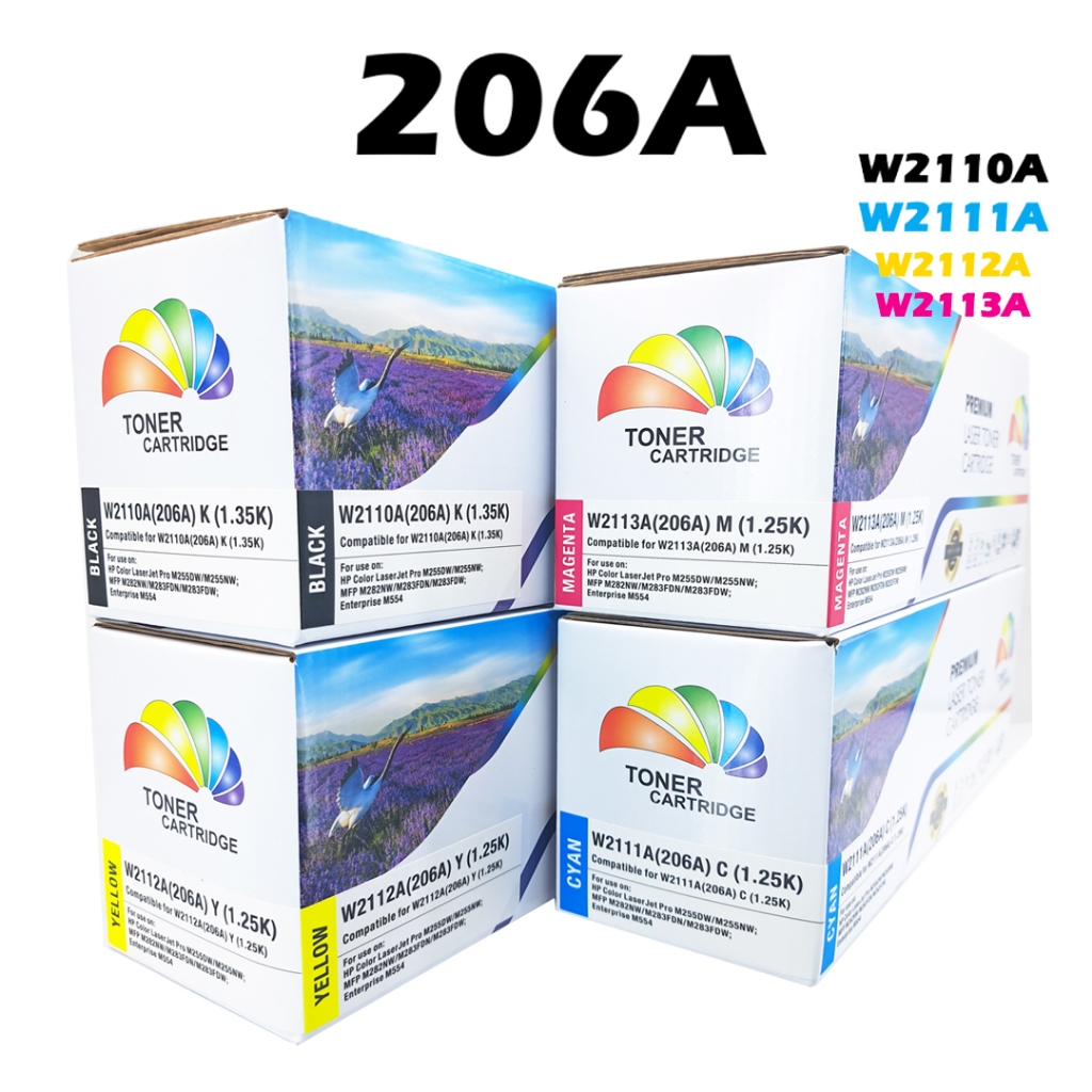 หมึก เทียบเท่า FOR HP 206A ตลับหมึก W2110A W2111A W2112A W2113A BK/C/Y/M ปริ้นเตอร์ MFP M283fdw M255dw M282nw M283