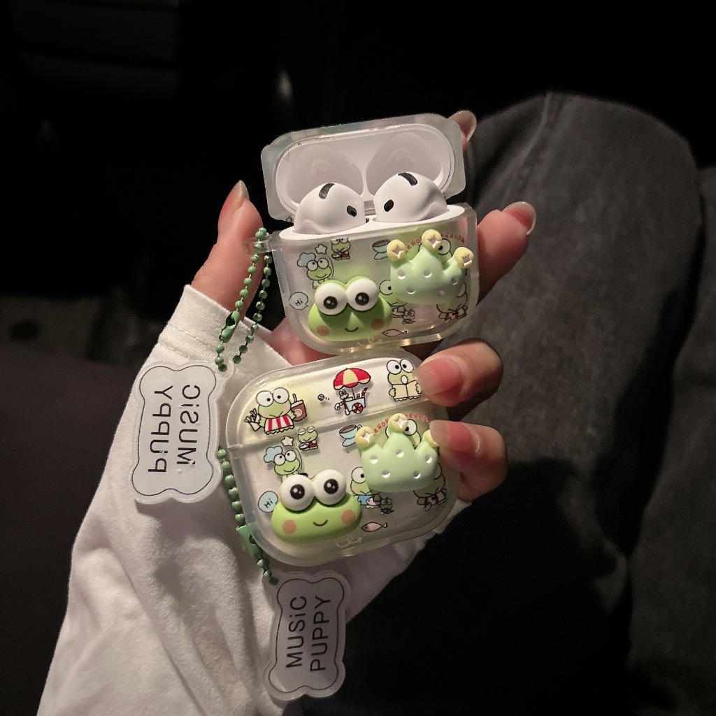 กบห้อย เคสหูฟังAirpods i12 i11 i3 เคสใสการ์ตูนนูน Airpods4 3 เคสหูฟังบลูทูธ gen1 gen2 เคสหูฟังไร้สาย Pro เเถมห่วงคล้อง