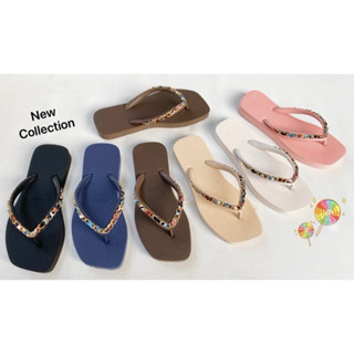 Gooddy รองเท้าแตะหนีบหัวตัด สายโซ่สีแคนดี้