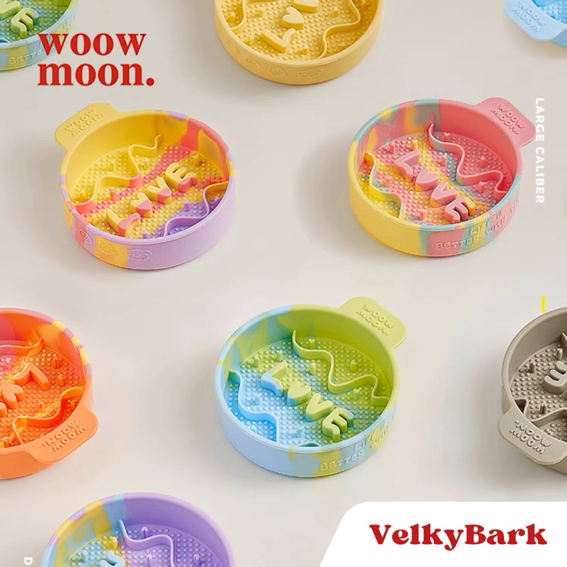 VELKYBARK[พร้อมส่ง] Woow Moon ชามกินช้า ชามซิลิโคน ชามยกสูง Slow Feeder ชามอาหารสัตว์เลี้ยง ชามอาหารสุนัข ชามอาหารแมว