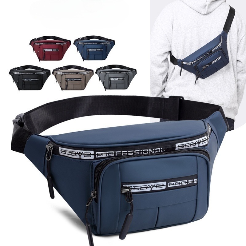Fashion ลูกค้าใหม่ 1 บาท กระเป๋าคาดเอว Crossbody bag คาดอก สะพายข้าง กันน้ำ จุของได้เยอะ พร้อมส่งในไทย B-011