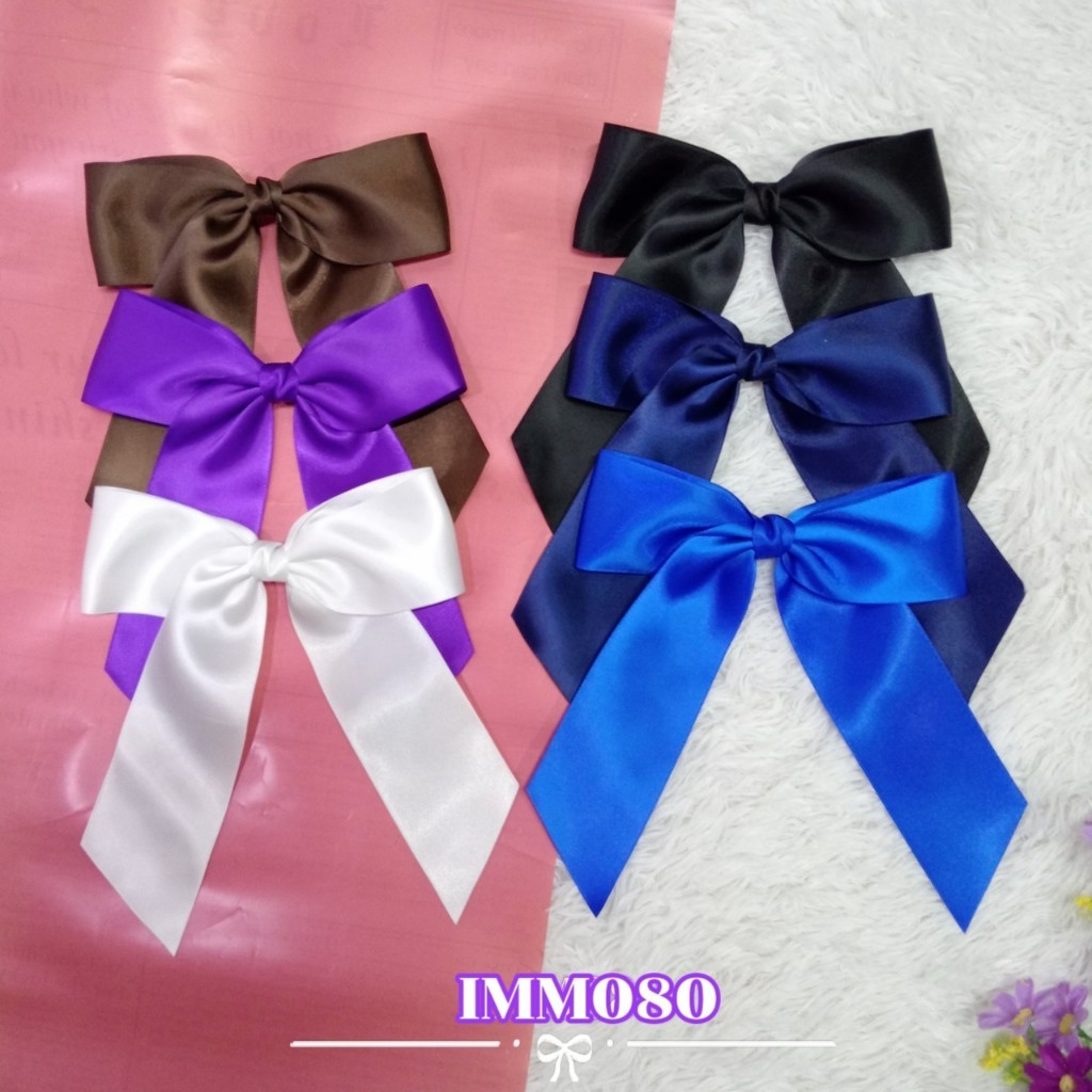 [IMM080] โบว์นักเรียน ทรงมัดธรรมชาติหางสั้น (18x18cm) ริบบิ้น5cm นุ่มมากเป็นผ้าซาตินมันวาว 2 ด้าน