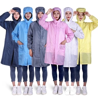 🔥🔥เสื้อกาวน์ป้องกันไฟฟ้าสถิต มีหมวก ซิป / ESD/ Cleanroom/โรงงานอาหาร ยา โรงงานไฟฟ้า (เฉพาะเสื้อ) กันฝุ่น ราคาถูก ซักได้