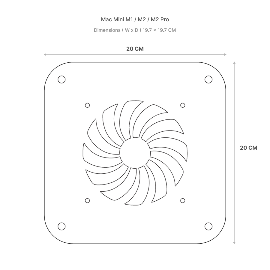พัดลม Mac mini M1 M2 M2 Pro, mac studio ร้อมแท่นวางอะคริลิค พัดลม DC 12CM หัว USB  เสียงเงียบ ลมแรง - รูปที่ 3