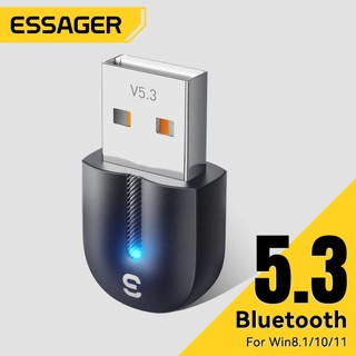 Essager อะแดปเตอร์บลูทูธ 5.3USB เหมาะสำหรับ Win8 -11 คอมพิวเตอร์เครื่องรับส่งสัญญาณบลูทูธ