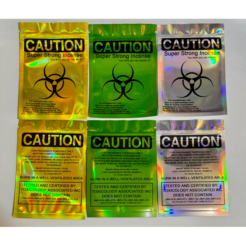 High Quality Mylar Zip Bag Packaging Holographic Caution Smell Proof Water Proof 3.5gr