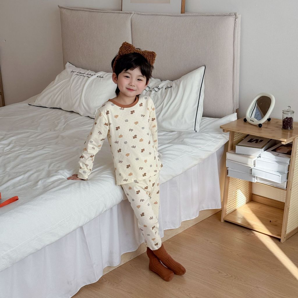 Little Piglet พร้อมส่ง ชุดนอนเด็ก เแขนยาว ขายาว คอตตอน รูปที่ 5