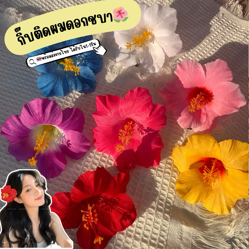 🌺 พร้อมส่งจากไทย🌺 กิ๊บติดผมดอกชบา ใส่เที่ยวทะเลลัลลา กิ๊บติดผมดอกไม้ กล้วยไม้ ลีลาวดี