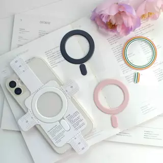 แผ่นแม่เหล็กติดหลังมือถือ พร้อมตัววัดเคสในตัว ติดแล้วมีสไตร์เรียบง่าย