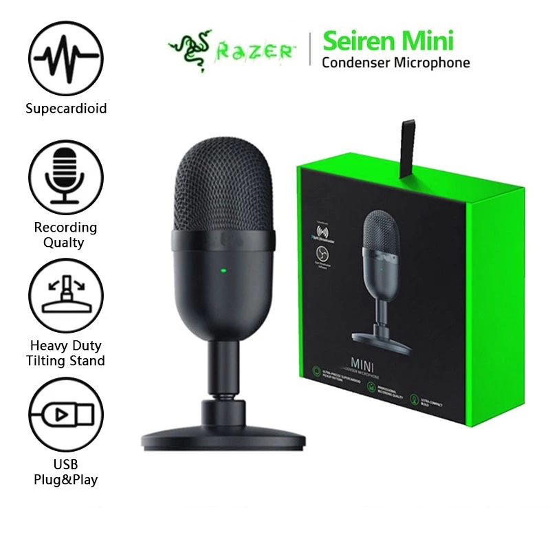【💯ของแท้】RAZER Seiren Mini Microphone Condenser Supercardioid Ultra-Compact Streaming Microphone ไมโครโฟน ขนาดมินิ ชาร์จ