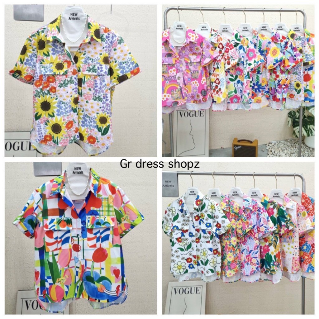 ป้าย Topping เสื้อเชิ้ตแขนสั้นหน้าสั้นหลังยาว หน้าผ้า 44 นิ้ว ยาว 24 นิ้ว