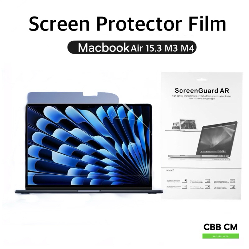 ฟิล์มกันรอยหน้าจอแมคบุ๊ค MacBook Air15.3 M5 M4 M2 M3 2023-2026 A3241 A3448 A2941 film screen macbook