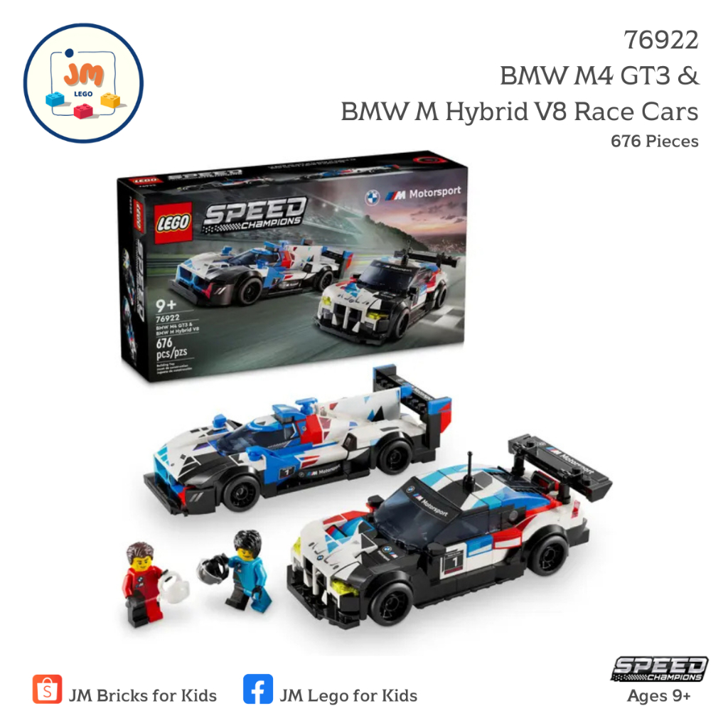 LEGO Speed Champions 76922 BMW M4 GT3 & BMW M Hybrid V8 Race Cars (676 Pieces)