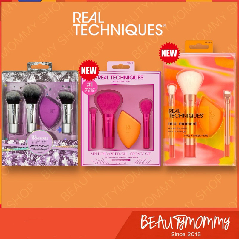 แท้ชัวร์!REAL TECHNIQUES Sparkle On The Go/ Mini Holidaze Brush/ New Midi Moment (Limited Edition)