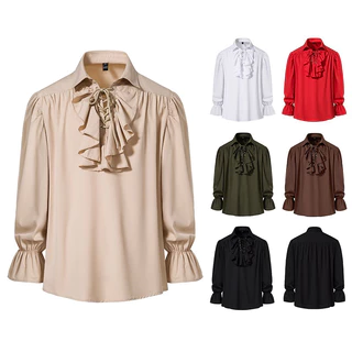 พร้อมส่ง ❣️ เสื้อลำลอง เสื้อยุคกลางแขนยาวย้อนยุค วินเทจ คอสเพลย์โจรสลัด Medieval