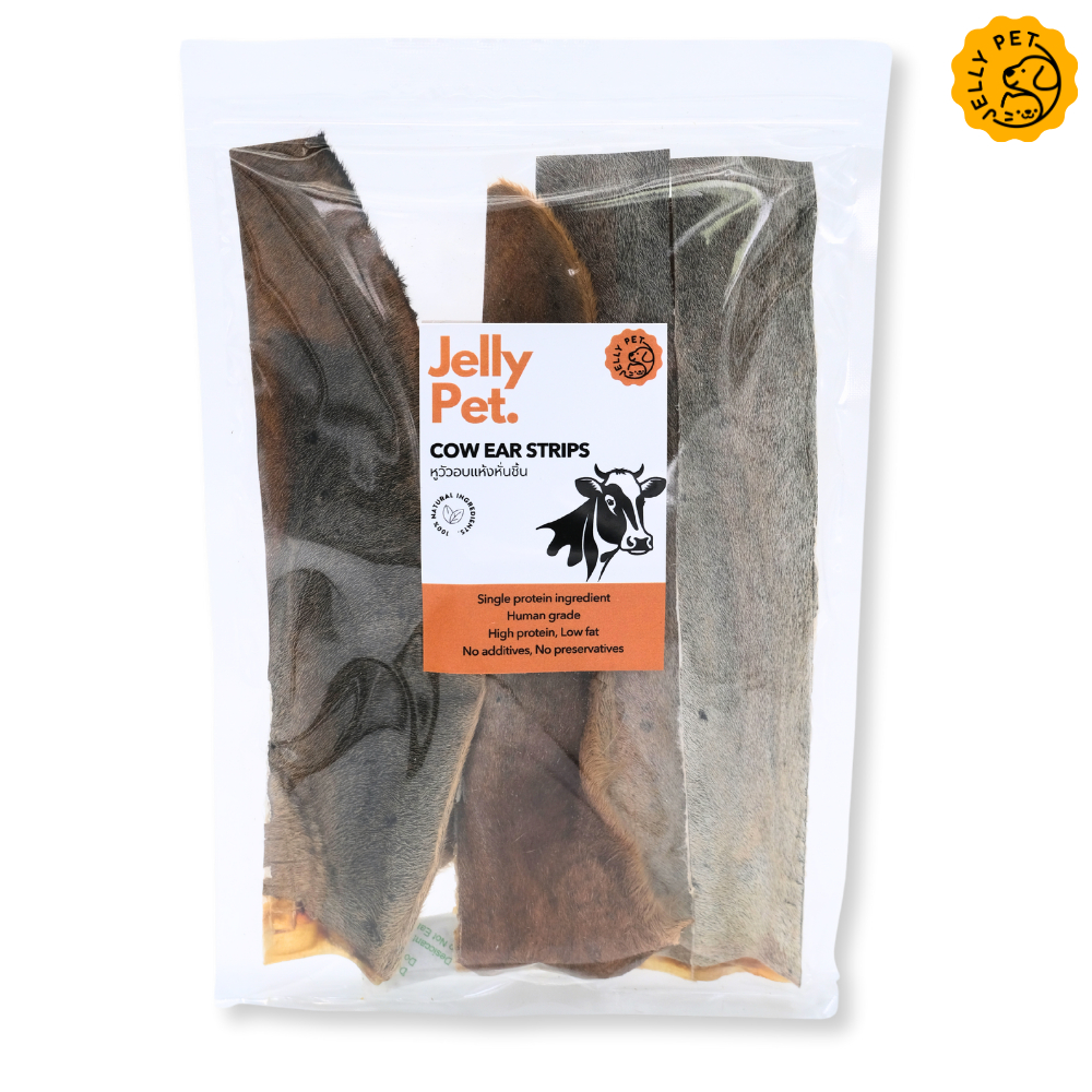 Jelly Pet หูวัวหั่นชิ้น Cow Ear Strips หูวัวอบแห้งแบบมีขน ขนมขัดฟันสุนัข ไม่แต่งสี รูปที่ 5