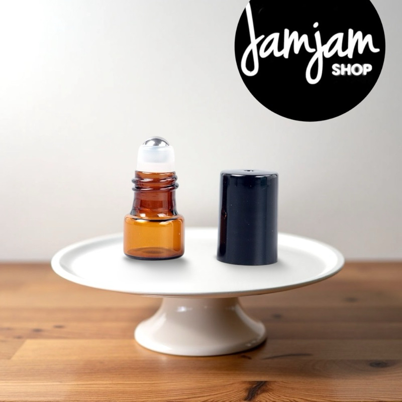 ขวดลูกกลิ้ง ขวดสีชา-ฝาสีดำ 1ML แบ่งขาย(3/6/12ขวด)