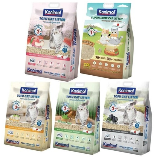 Kanimal คานิมอล ทรายแมวเต้าหู้ธรรมชาติ จับก้อนไว ฝุ่นน้อย ขนาด 20L*โปรดอ่านรายละเอียดก่อนสั่งซื้อ