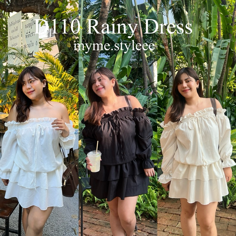 D110 Rainy Dress เดรสจั้มเอวสาวอวบ - myme.styleee